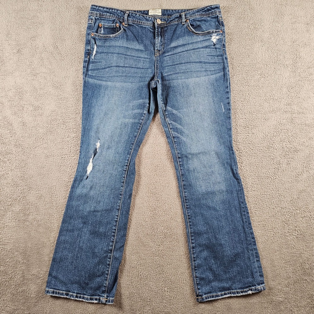 Aeropostale Chelsea Bootcut Distressed Medium Wash Jeans 17/18 Regular Y2K
